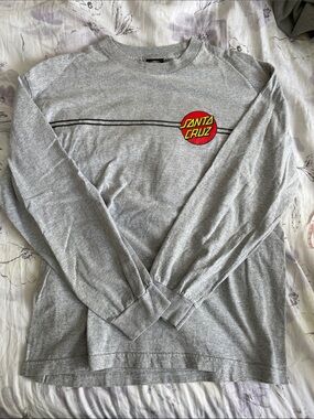 Santa Cruz Skateboards Light Grey Long Sleeve Tee with Red and Yellow Logo